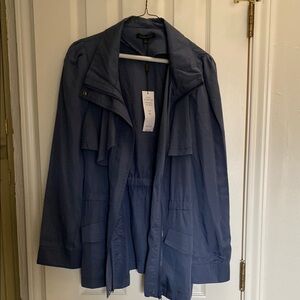 For Cynthia Blue Trench Coat Classic Utility Style